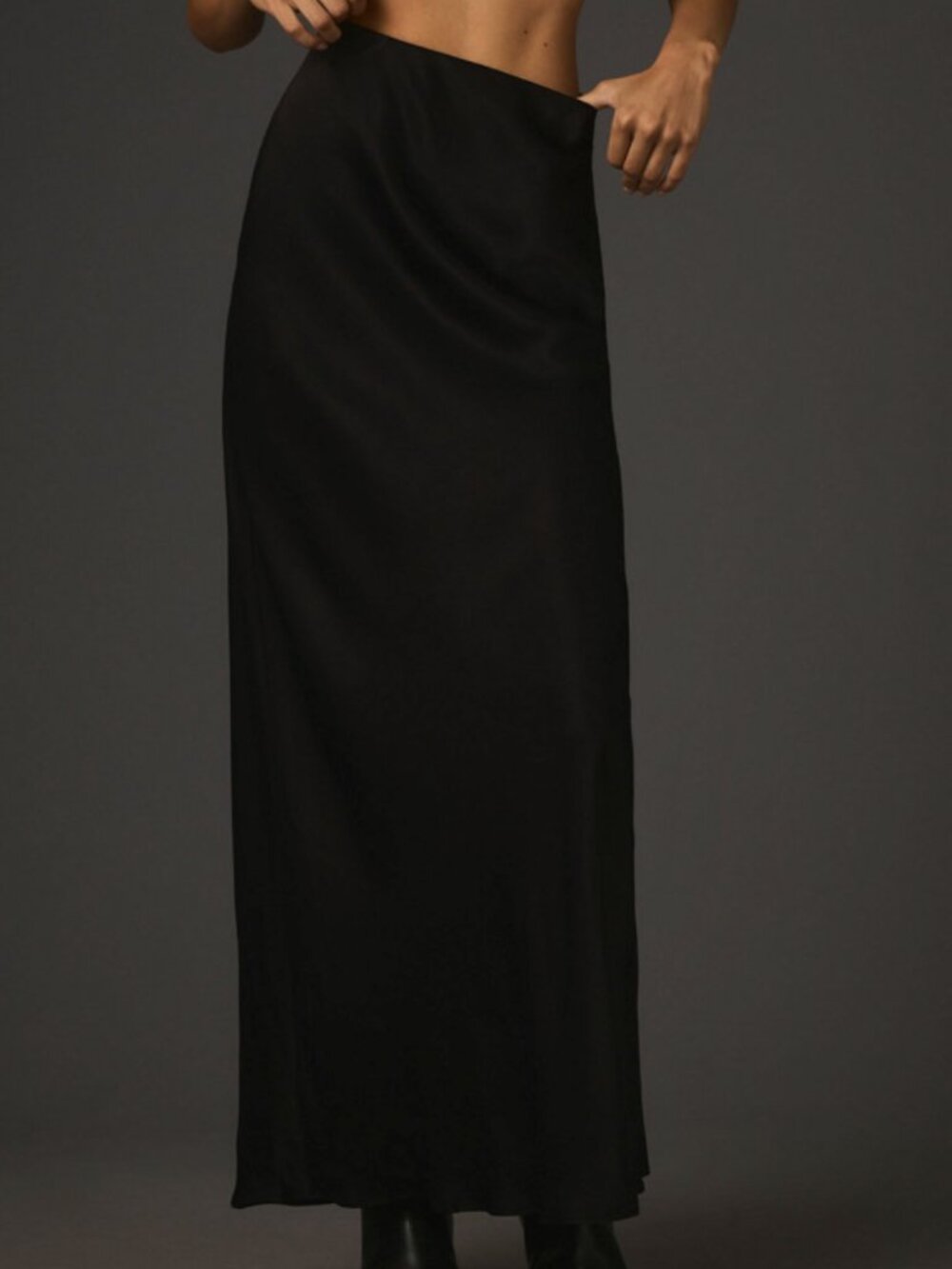 Anthropologie Satin Maxi Skirt Black